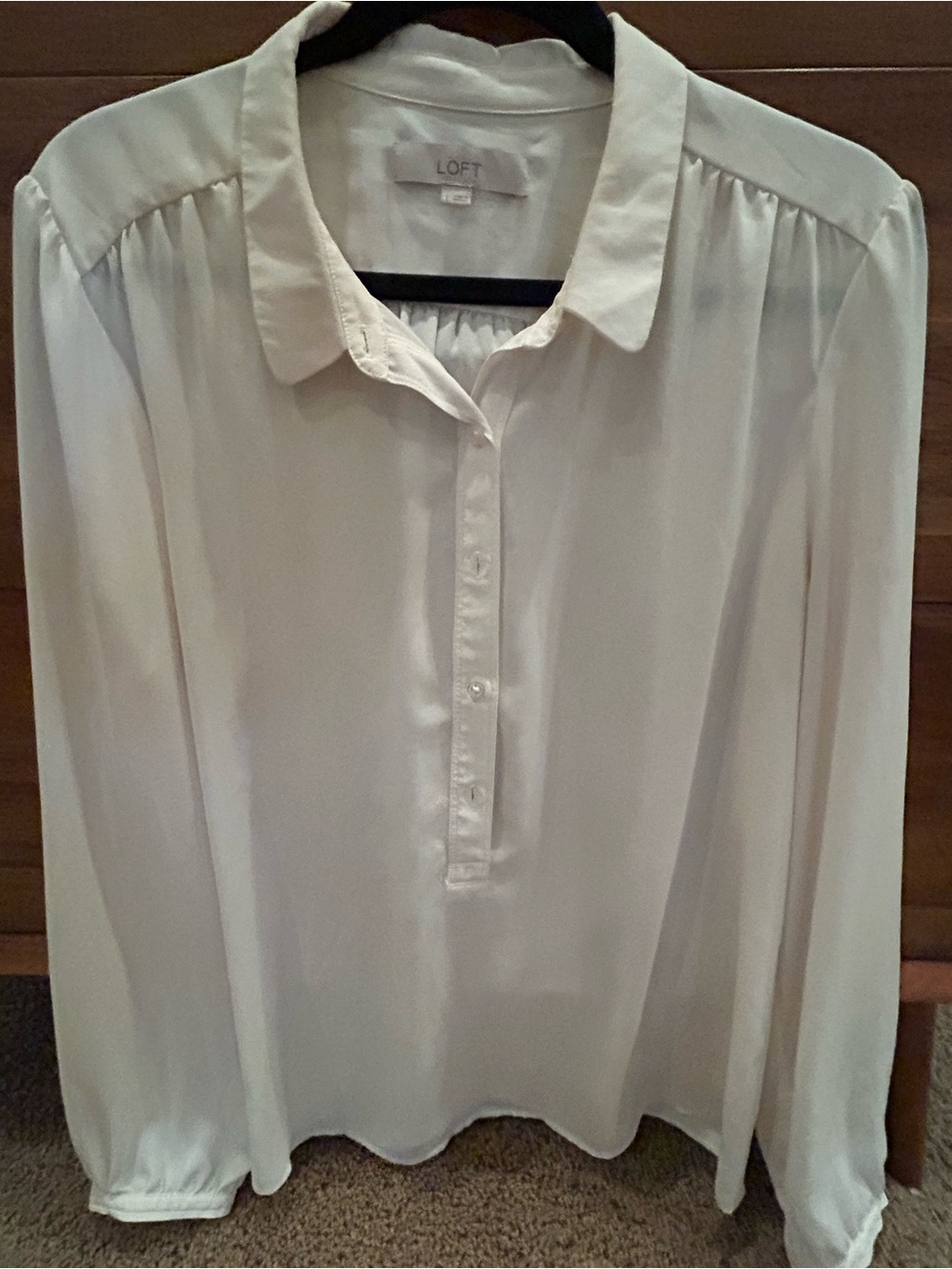 LOFT Women's Ivory Button-Front Blouse